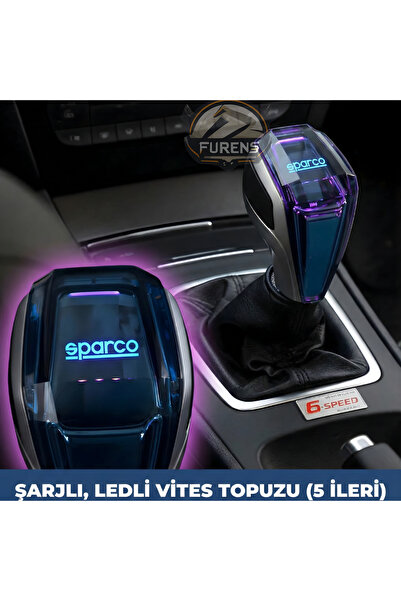 STS Oto Aksesuar Şarjlı LED Işıklı Kristal SPARCO Vites Topuzu – Modern & Şık...