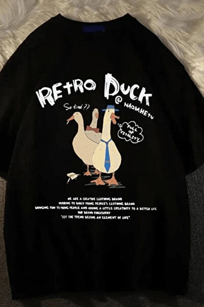 İlayda Toprak Μπλουζάκι Retroduck με στάμπα, μαύρο, κοντομάνικο, oversized, u...