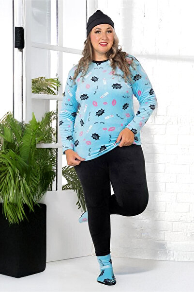 AsrymShop Winter tracksuit, velvet, WOW, sky blue