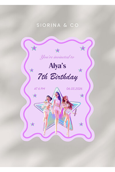 Siorina Co & Event K-Pop İblis Avcıları HunterX Doğum Günü Davetiyesi - 4 Adet