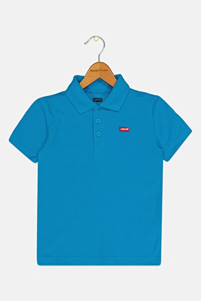 Levi's Toddlers Boy Spread Collar Brand Logo Short Sleeve Polo Shirt, Royal Blue