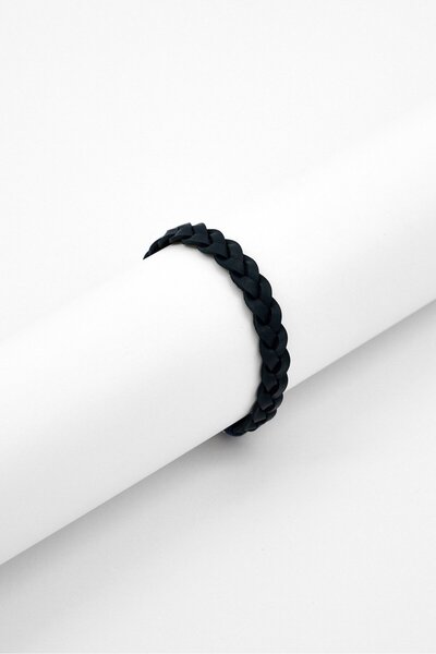 Tommy Hilfiger Men Leather Stainless Steel Bracelet, Navy Blue