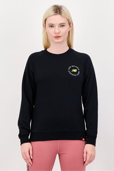 New Balance Women Relaxed Fit Long Sleeve Outdoor Sweatshirt, Black