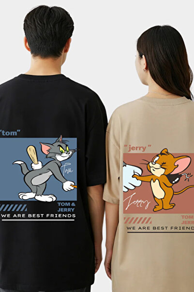 İlayda Toprak Μπλουζάκι με στάμπα Tom Jerry για ζευγάρια, κοντομάνικο, oversi...