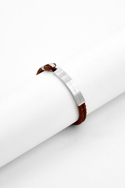 Calvin Klein Men Ionic Plated 2 Layered Leather Bracelet, Brown