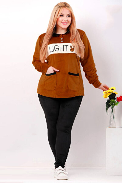 AsrymShop Winter tracksuit, velvet, black and brown, with pockets