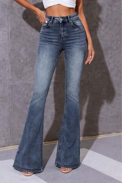 Kanonik Education Women's High Waist Zippered Spanish Long Jeans