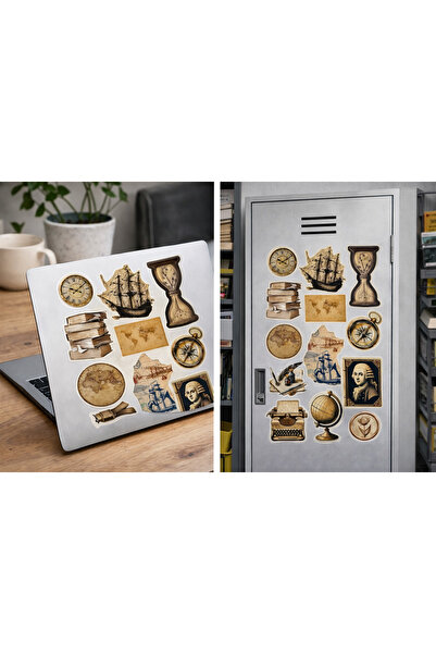 Limitless Design ملصق كولاج فينتاج ديسكفري - خريطة، سفينة وأشياء عتيقة (22x30...