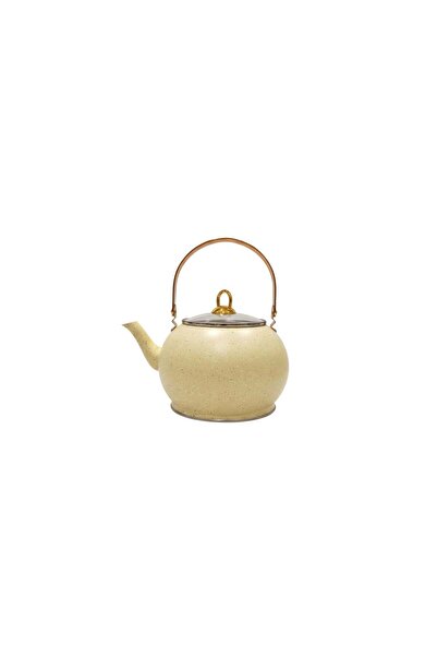 China Elegant Granite Tea Pot 2.5L Beige with Golden Touches