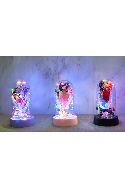 doremodam باقة ورد داخل جرة زجاجية مع إضاءة LED وموسيقى