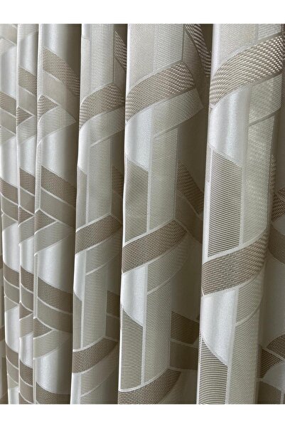 PERDE MERKEZİ Paris Krem Bej Fon Perde Salon Ve Misafir Odalarına Uygun 1/3 S...