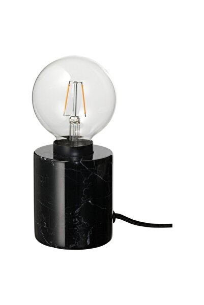 Generic مصباح طاولة مزود بمصباح كهربائي، لون أسود رخامي/لون الكرة الأرضية شفاف