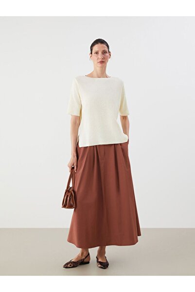 LC Waikiki Lcwaikiki Classic Brown Standard Fit Pleated Skirt