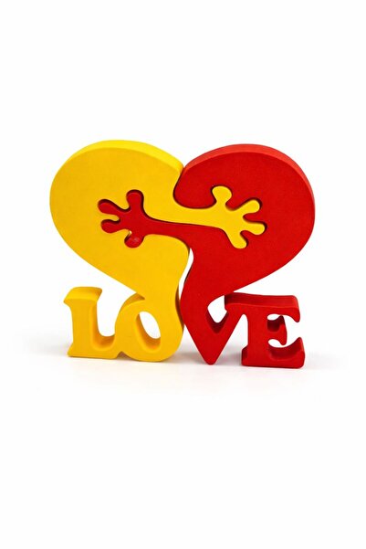 Taraftar Aşkı Love Yazılı İkili Kalp Dekoratif Biblo