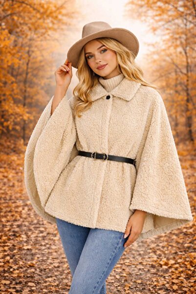 MODEXIA Kadın Peluş Panço Trend Günlük Rahat Yumuşak