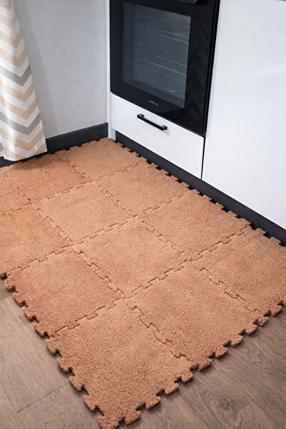 BEYDEX 12 parça kahverengi puzzle halı yapboz halı peluş ürün