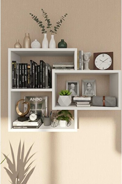 CRAFT HOUSE ART DESIGN Modern Geometrik Çocuk Odası Duvar Rafı - Beyaz