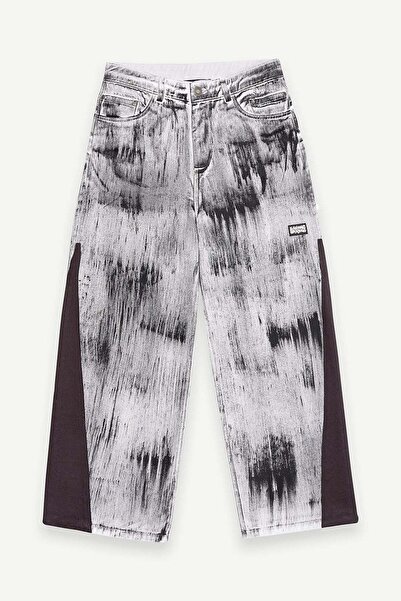 LES BENJAMINS Carpet Pattern Baggy Jeans Men's Denim Trousers