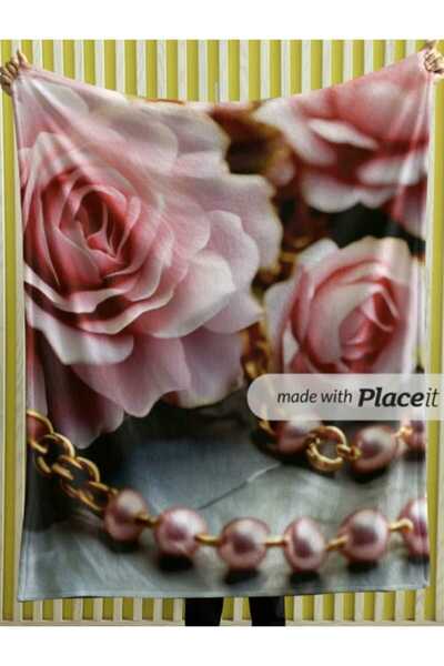 Elmas Dizayn 150X220 cm Tv Seat Bed Blanket Organic Cotton Stain-Proof Rose a...