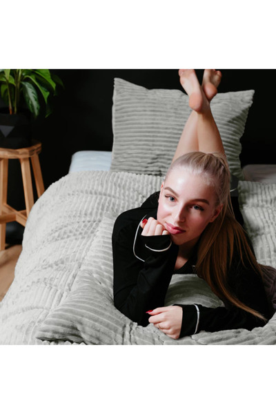 Sleeptime Teddy Rib duvet cover set 200x200/220 cm, 2 pillowcases, soft and w...