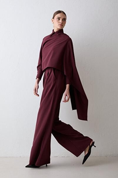 Melike Tatar Shawl Detailed Shirt Set 32-2680