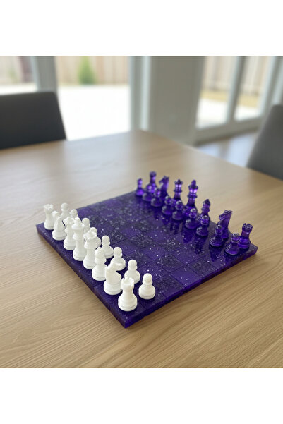 Lumine Glow Atelier El Yapımı Epoksi Reçine Satranç Takımı Özel Tasarım