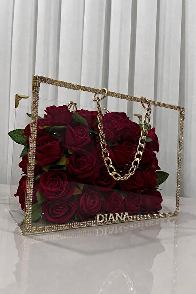 Diana Accessory Kişiye Özel İsimli Pleksi Detaylı Büyük Boy Çantalı Hediyelik...