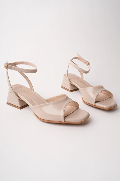 bakacstore Women's Beige Color Open-Front Cross-Strap Open-Front Short Heeled...