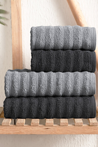 DNZGÜLCAN طقم مناشف حمام بابل مكون من 4 قطع، 100% قطن، طقم حمام فاخر (2 قطعة ...