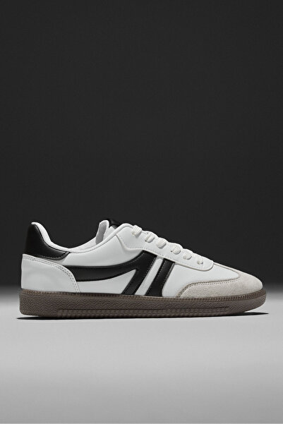 Tonny Black Women's White Black Thermo Sole Side Striped Lace-Up Daily Comfor...