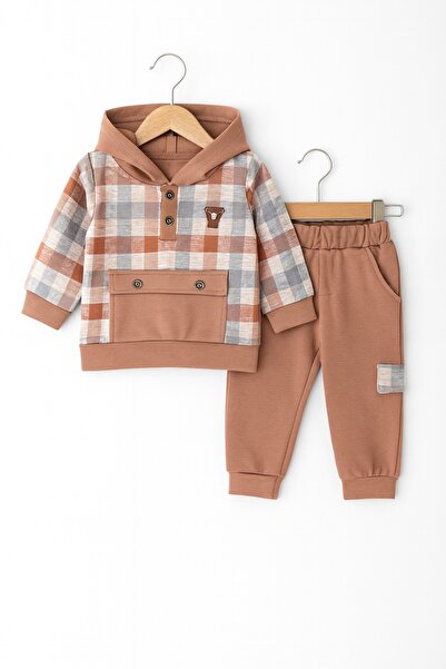 For My Baby طقم أطفال بقلنسوة وتفاصيل منقوشة