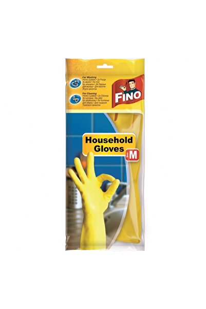 Fino Set of 5 x Housekeeping Gloves with Anti-Slip Texture, Cotton Lining, M,