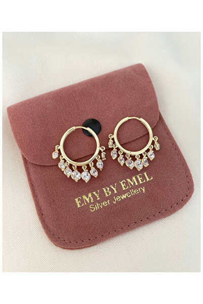 emy by emel luxury silver jewelry Altın Kaplama Taşlı Shakira Küpe 925 Ayar G...