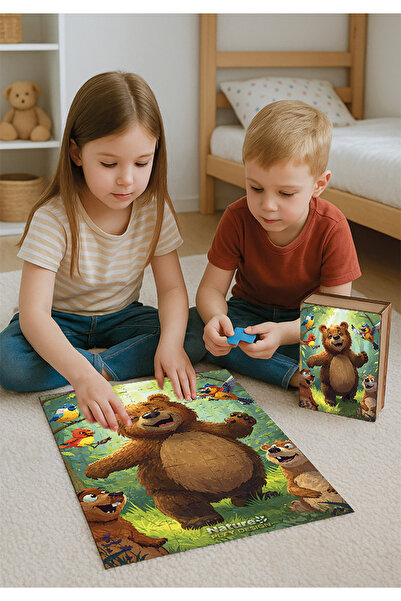 Natureplaydesign 70 قطعة من ألغاز حيوانات الغابة التعليمية للأطفال، لعبة ذكاء...