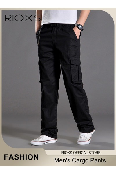 RIOXS Men's Cargo Pants, Casual Workout Joggers with Multi Pockets for Men, O...