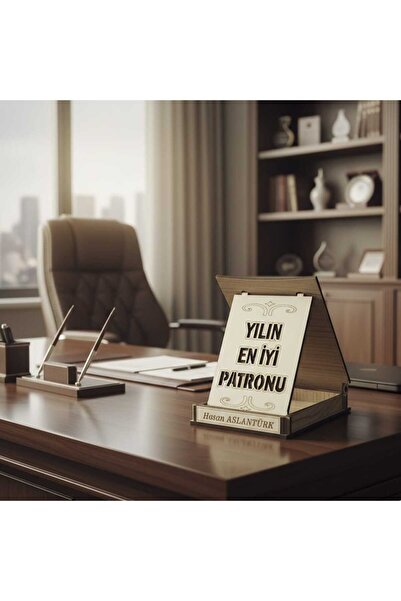 HEDİYENİZ BİZDE Kişiye Özel Yılın En İyi Patronu Ahşap Plaket