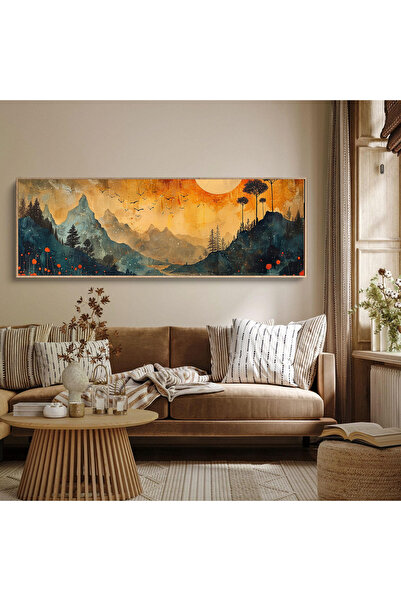 woodhomeworks Tek Parça Gerçek Ahşap Yatay Panorama Çerçeveli Tablo