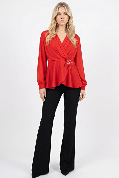 Rays Κόκκινη μπλούζα με λεπτομέρεια και λουλούδια 2791