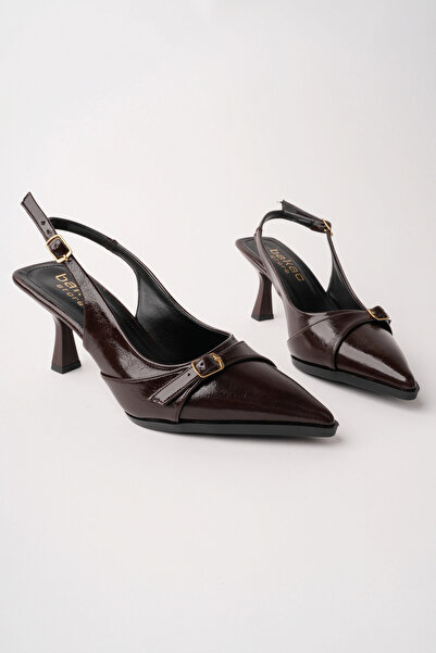 bakacstore Kadın Kahverengi Arkası Açık Toka Detaylı Sivri Burun Topuklu Ayak...