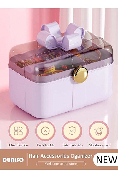 DOMEET 2 Layers Hair Accessories Storage Box with Lid, Hairband Hair Clip Jew...