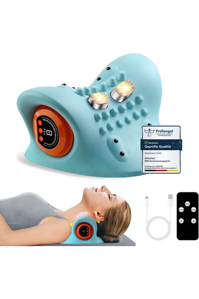 LET Ηλεκτρικό μασάζ λαιμού με θέρμανση, ασύρματο μασάζ αυχένα τύπου μαξιλάρι ...