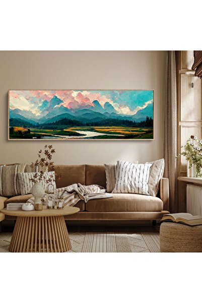 woodhomeworks Tek Parça Gerçek Ahşap Yatay Panorama Çerçeveli Tablo