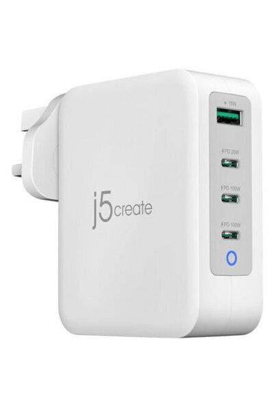 j5create ΦΟΡΤΙΣΤΗΣ 4 ΘΥΡΩΝ 130W GAN USB-C -/UK Alb/Gri
