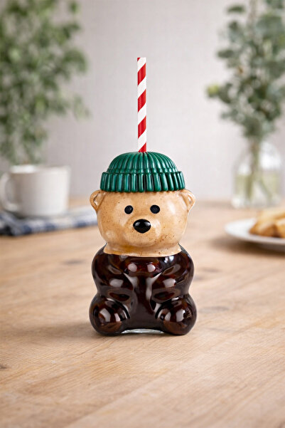 Mini and Kids Bearista Glass Cup Cold Drink Cup Glass Cup with Teddy Bear