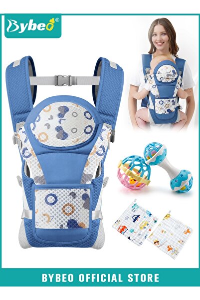 BYBEO Baby Carrier, Baby Wraps Carrier with 2 Bibs and 2 Rattle Toys Set, Erg...