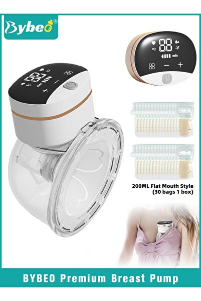 BYBEO Wearable Breast Pump with 30 PCS Breastmilk Storage Bags, Hands-Free El...