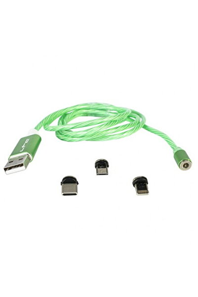 LTC CABLU 1M 3IN1 TIP C/IPHONE/MICRO USB ILUMINAT LED VERDE