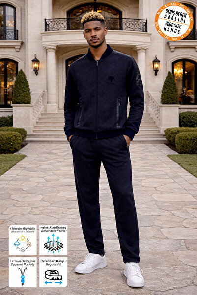 BESSA Σετ αθλητικής φόρμας σε μπλε ναυτικό χρώμα, με στάμπα Bozkurt, τσέπες μ...