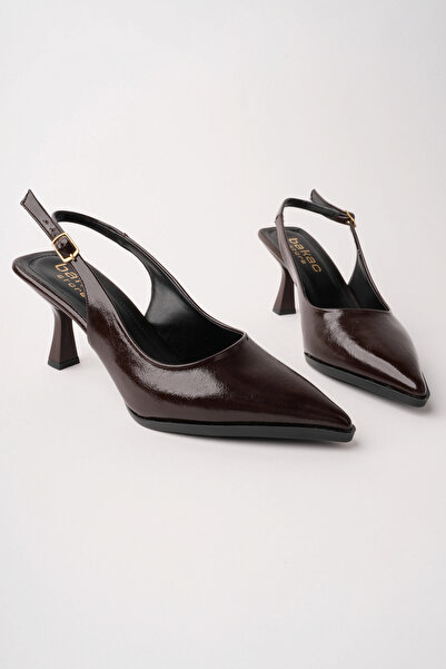 bakacstore Kadın Kahverengi Arkası Açık Sivri Burun Topuklu Ayakkabı