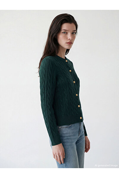 LC Waikiki Nevavm with Difference - Lcw Comfort Green Oval Collar Patterned W...